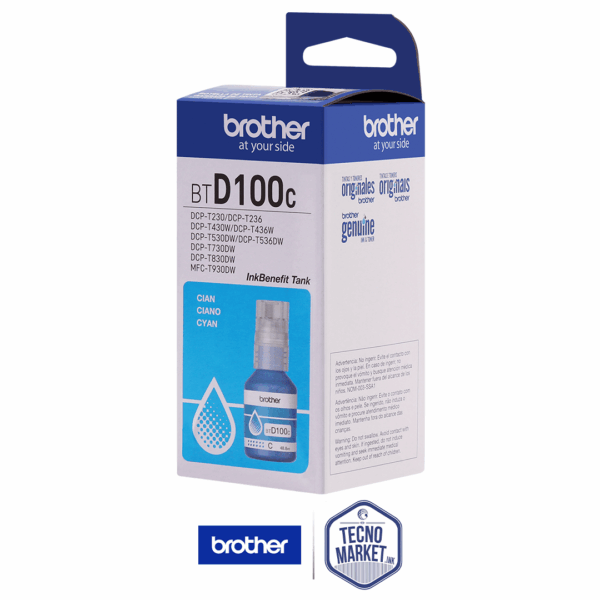 Cartucho de Tinta Brother Original BT-D100C - Cian para Impresoras Brother - Image 2