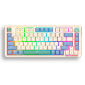 Teclado Inalámbrico Redragon Ucal Pro K673 - Cream/Purple/Green - Switches Red - RGB