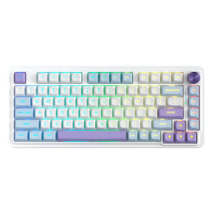 Teclado Redragon Ucal Max K673 (Blanco–Azul–Lila) RGB Switch Green | Bluetooth y Receptor USB Inalámbrico