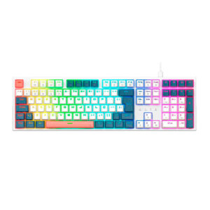 Teclado Redragon Trundle K668 (Blanco–Azul) Alámbrico